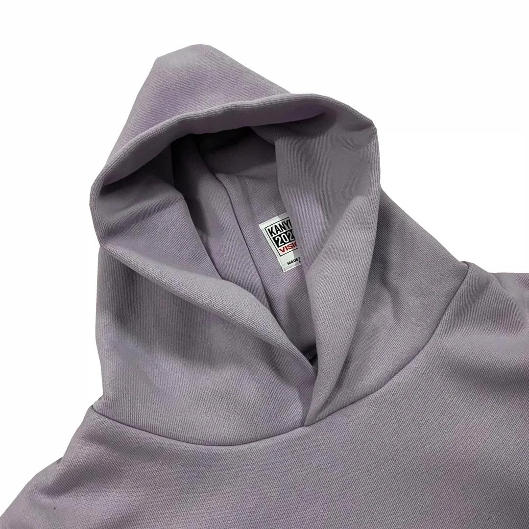 Violet KANYE YZY Double couche solide à capuche hommes femmes haute qualité tissu lourd pull à capuc