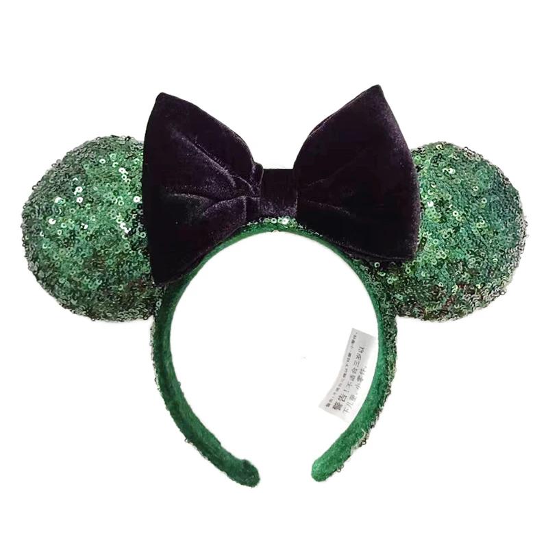 Disney-Bandeau de sauna d'oreille de souris, nœud de cheveux à paillettes, cosplay de fête, vêtement