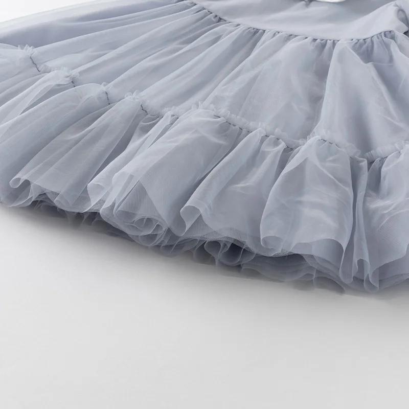 Dave Bella fille robe de princesse été printemps à manches courtes enfants dentelle douce maille rob