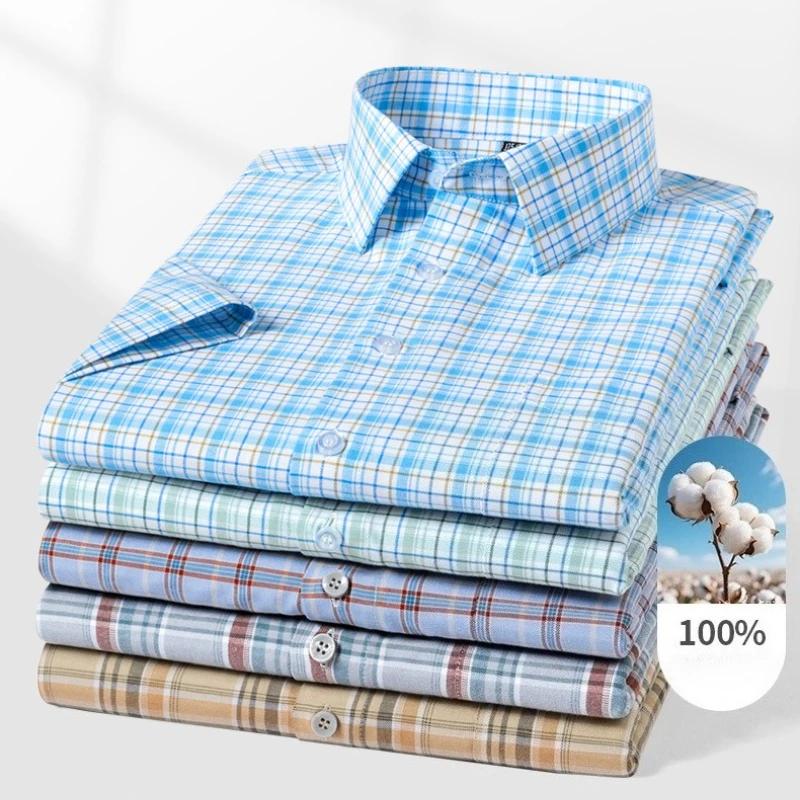 160KG chemises pour hommes Big and Tal classique Plaid rayure Oxford 100 coton chemise à manches cou