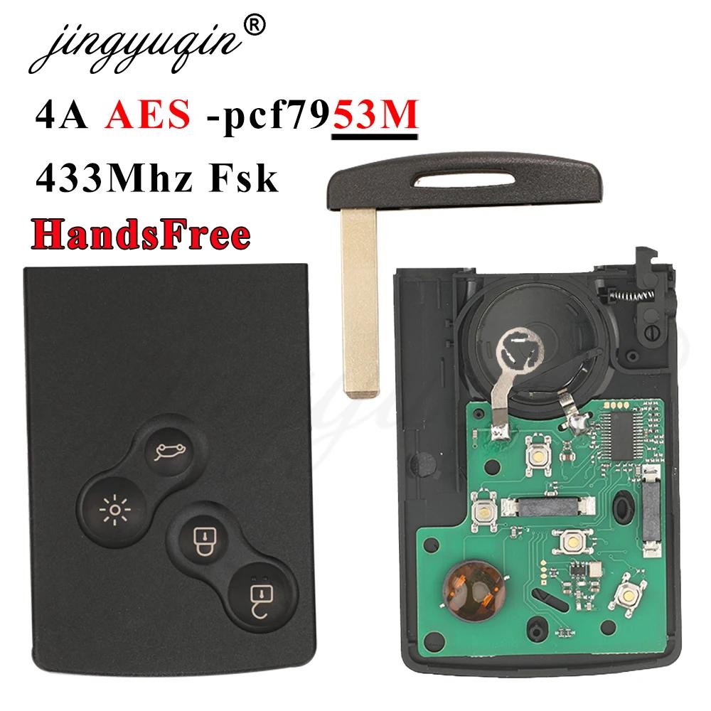Jingyuqin 433MHz 4A PCF7953 puce clé de voiture carte à puce pour Renault Clio IV Captur passif sans