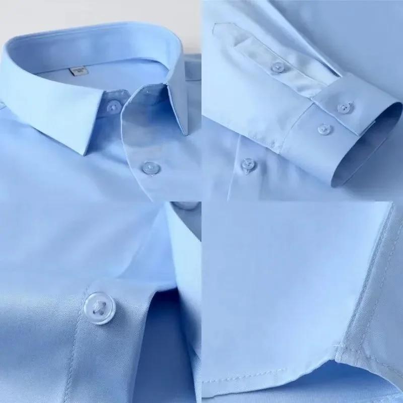 Chemises d'affaires à manches longues pour hommes, grande taille 5XL, automne, sans plis, coupe cint
