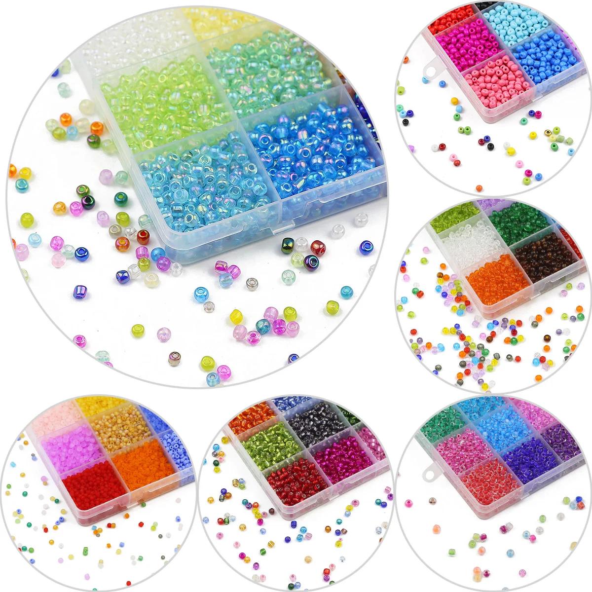 Boîte de 15 grilles de perles en verre de 2, 3 et 4mm, pour bijoux, bricolage, bracelets, collier, t