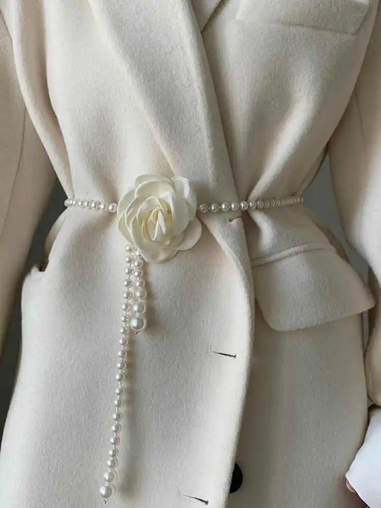 Ceinture de taille en perles pour femmes, 1 pièce, nouveau Style camélia, décorative, polyvalente, a