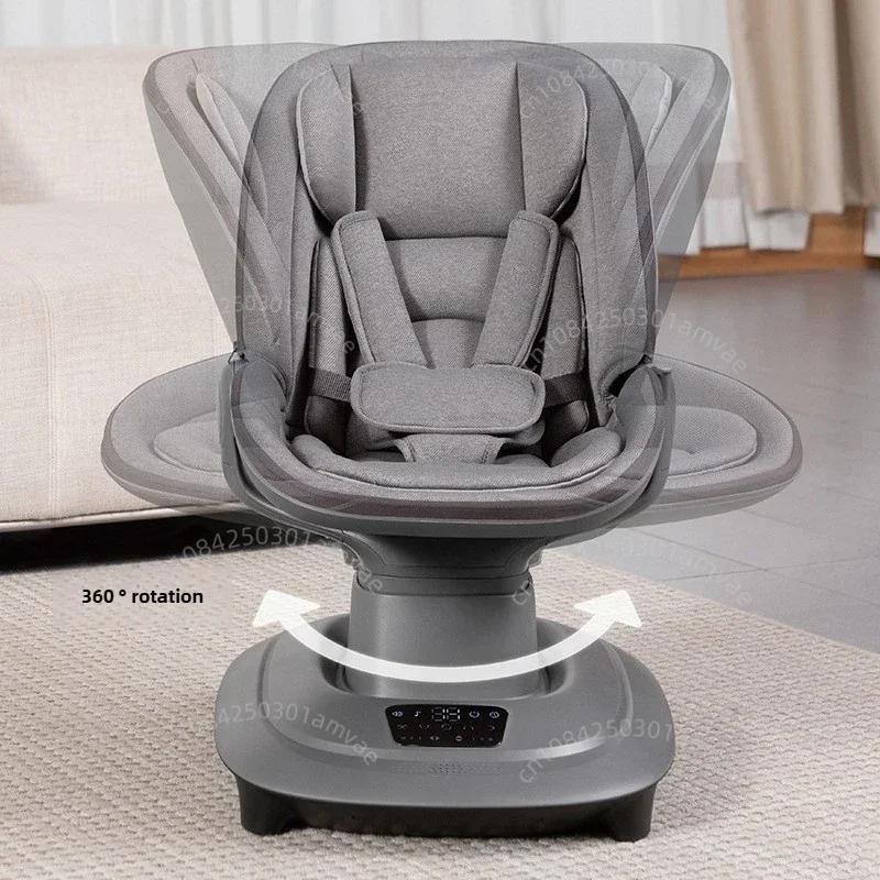 Chaise apaisante électrique pour bébé, chaise à bascule de luxe connectable à l'application 360 °   