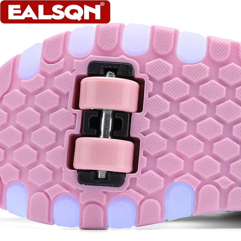 Chaussures de roller à quatre roues avec lumières LED pour enfants, garçons et filles, baskets lumin