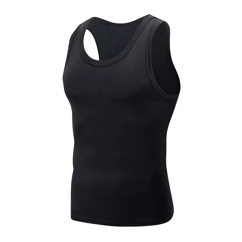 Débardeur Homme 1/3 Noir et Blanc Couleur Unie Épaules Étroites Décontracté Sport Fitness Confortabl