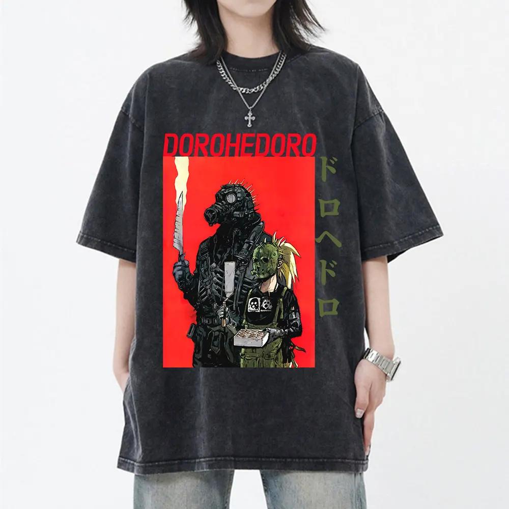 Anime japonais Dorohedoro Kaiman Vintage lavé T-shirt hommes femmes Cool Manga graphique T-shirts go