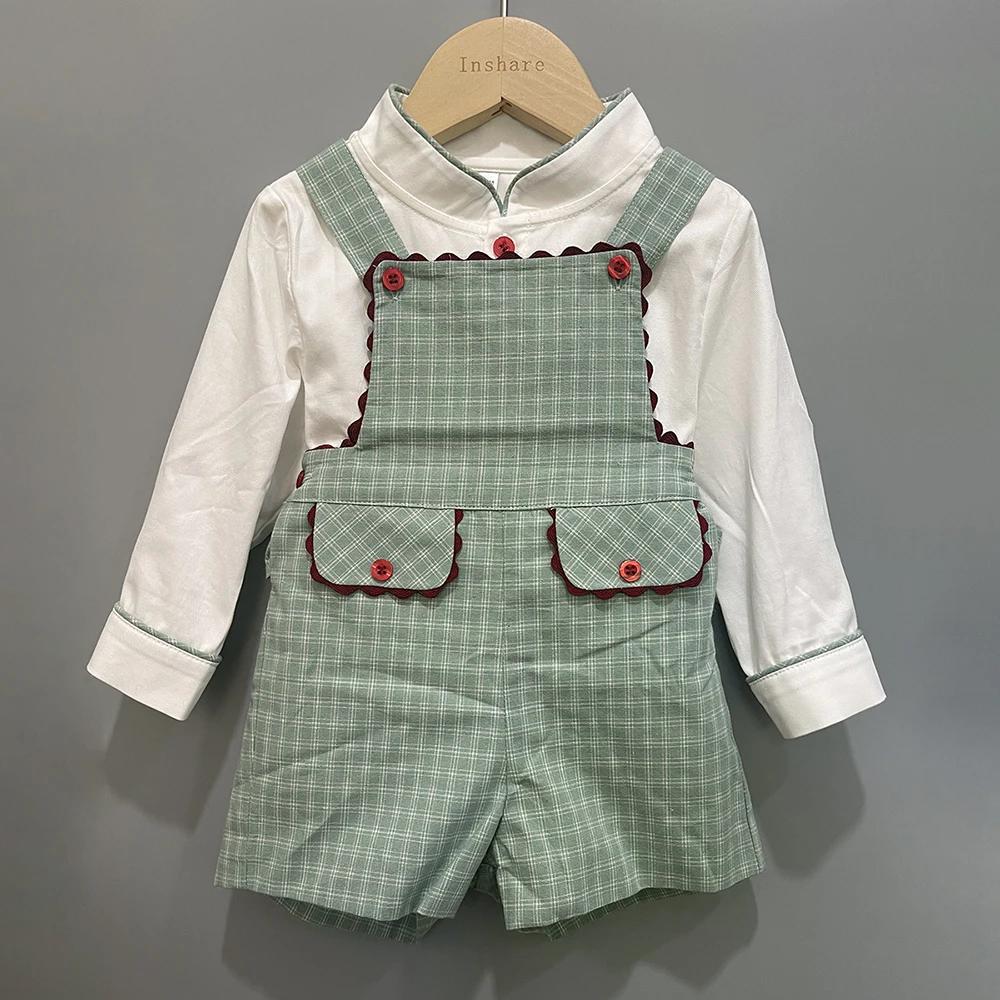 Vêtements Boutique d'automne pour enfants, ensemble manches longues, chemise blanche et pantalon à b