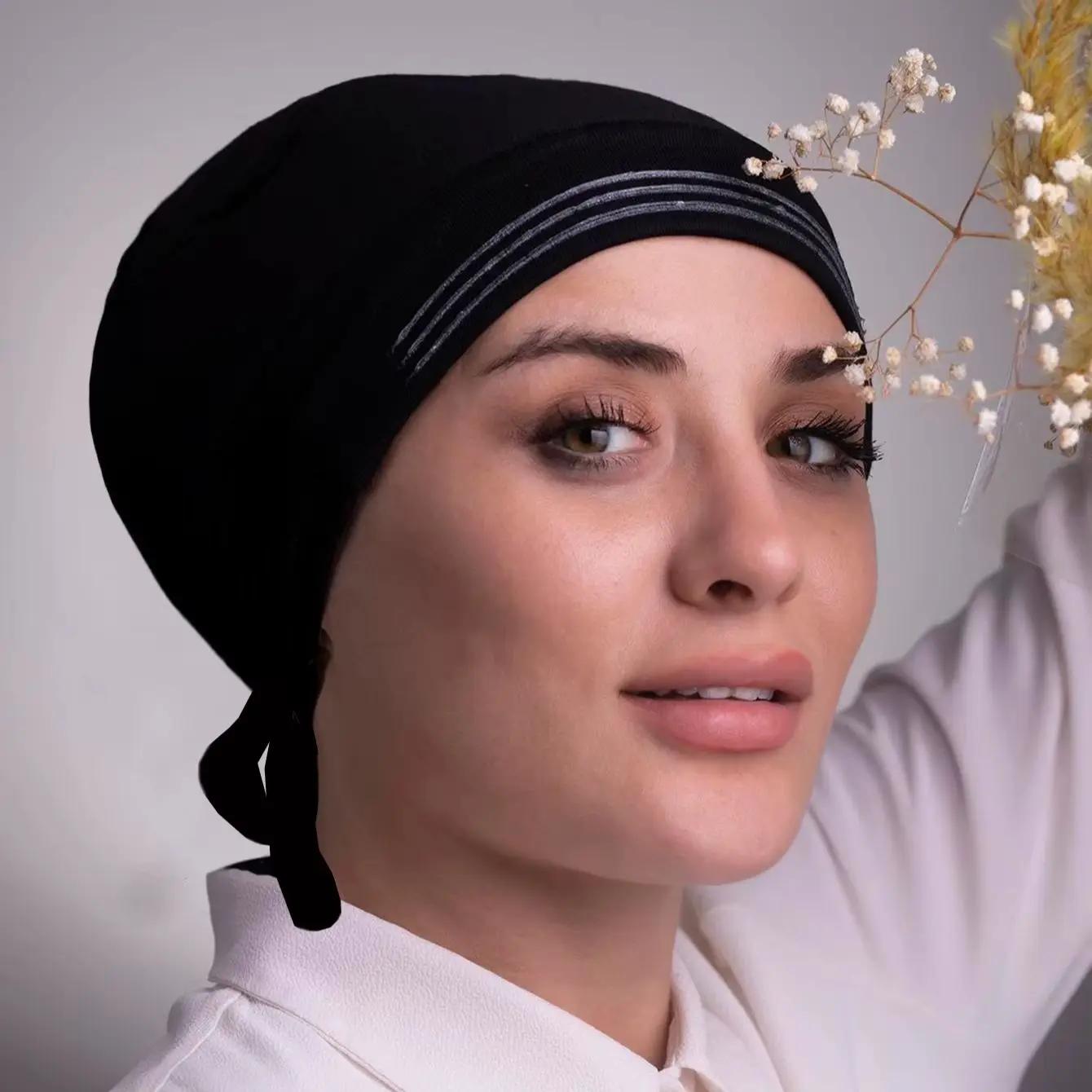 Casquette Hijab musulmane instantanée, couleur unie, avec bandes antidérapantes, sous-capuchon pour 