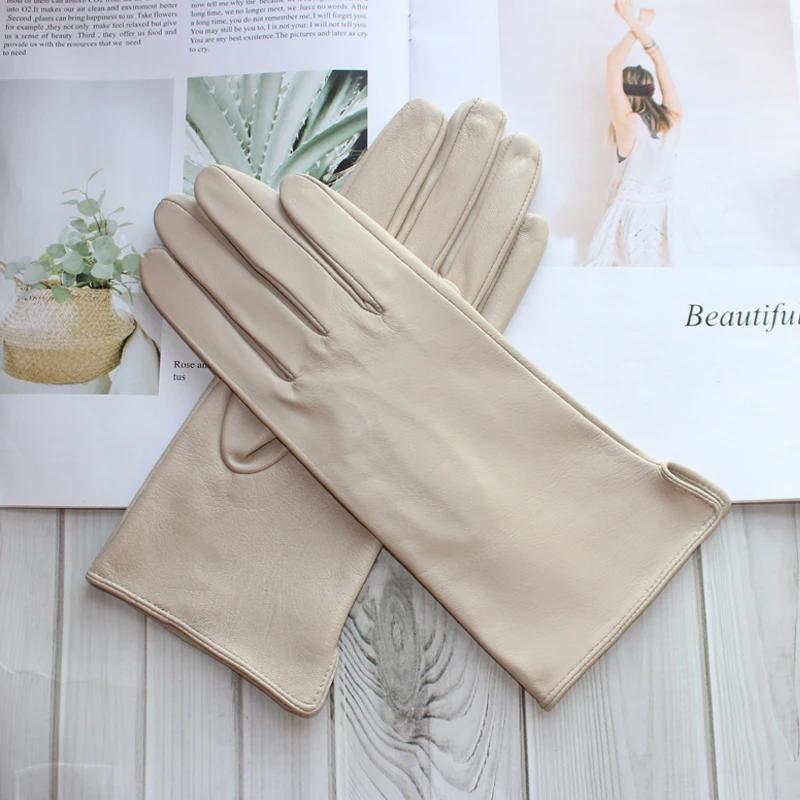 Nouveaux gants en cuir pour femmes, écran tactile en peau de mouton, sans doublure, fins, à la mode,