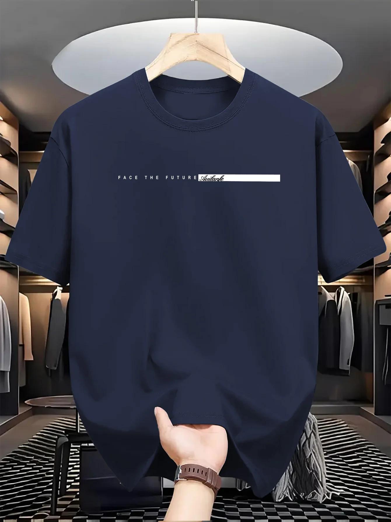 T-shirt à Manches Courtes et Col Rond pour Homme, Haut Décontracté, Coupe Ample, Grande Lettre Impri