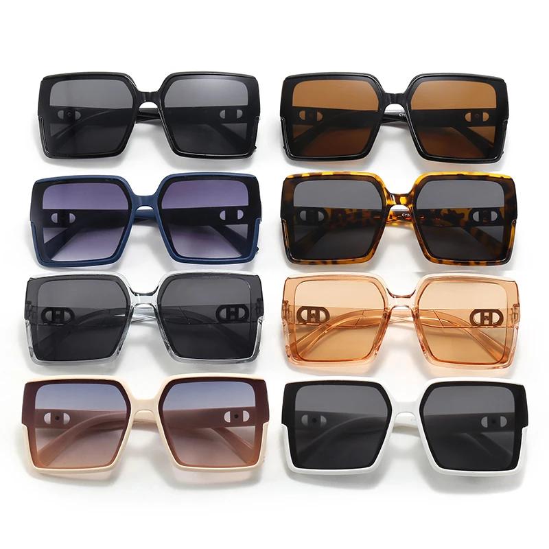 Lunettes de soleil carrées classiques à grand cadre pour hommes et femmes, design de lettre rectangu