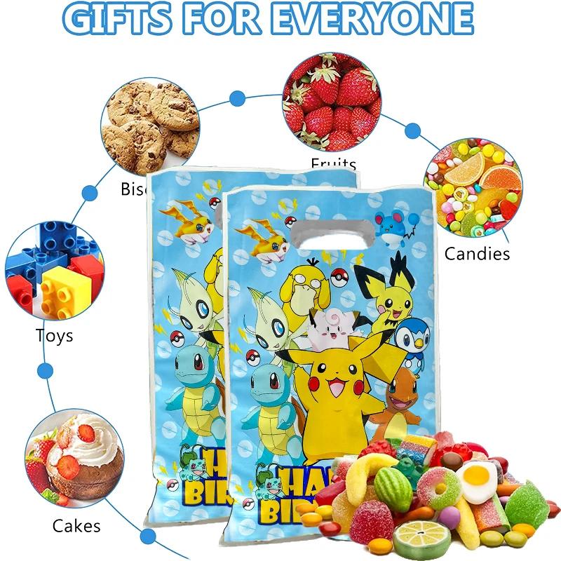 Nouveau sac Pikachu Pokemon décorations d'anniversaire sacs cadeaux en plastique sacs de butin boîte