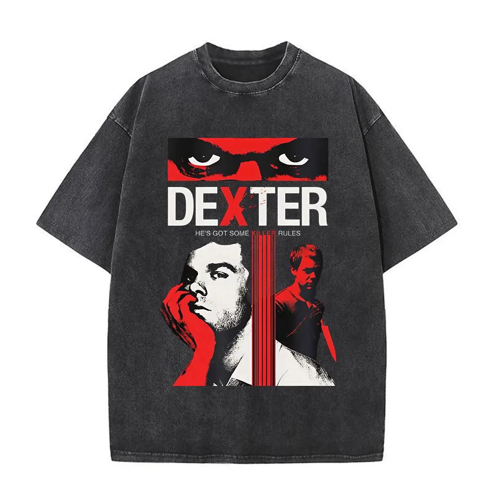 Dexter Morgan Harry's Code Vintage lavé T-shirts hommes femmes vêtements décontracté surdimensionné 
