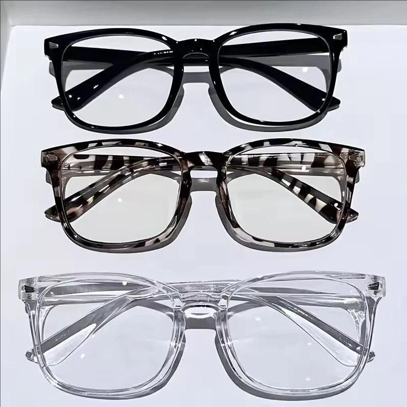 Lunettes à lentilles transparentes carrées minimalistes, barrière de lumière bleue, adaptées à un us