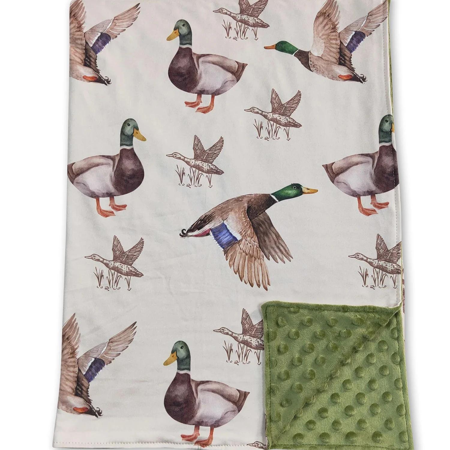 Couvertures en Minky pour Bébés et Enfants, Motifs Cerfs et Canards