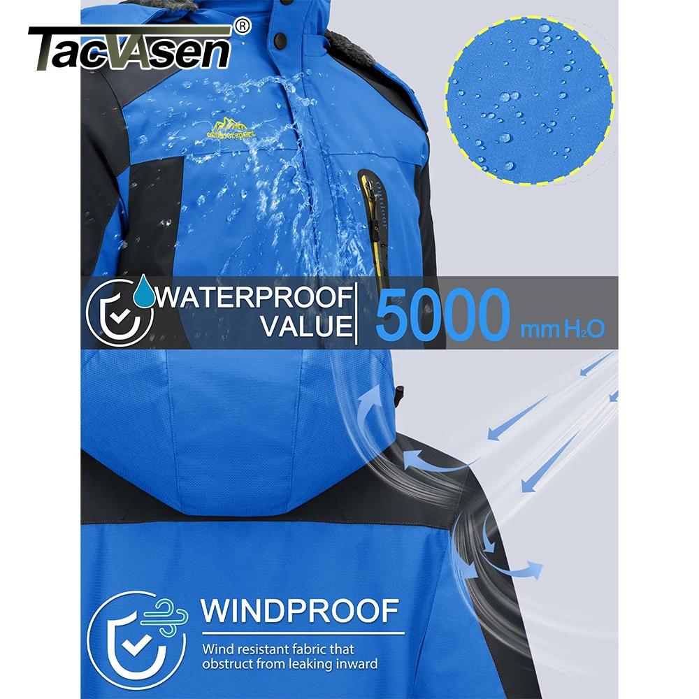 TACVASEN-Veste de Ski Imperméable pour Homme, Parka avec Doublure Smile, Manteau à Capuche, Coupe-Ve