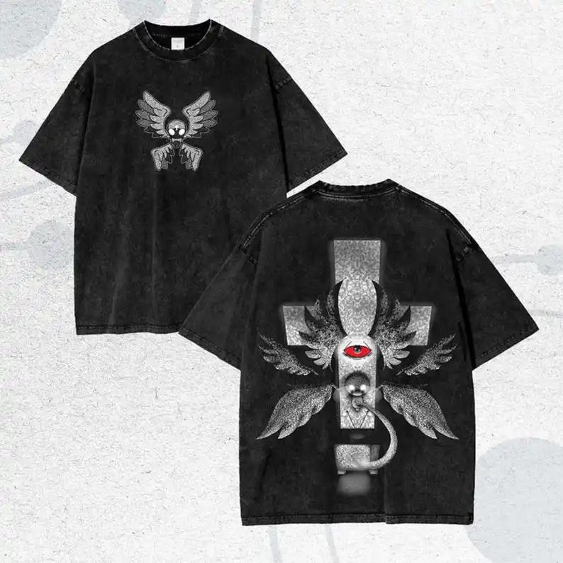 T-shirt délavé The Binding of Isaac, jeu d'horreur indépendant, vêtements de personnalité, adaptés à