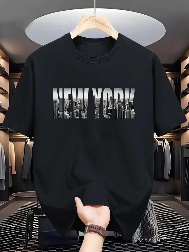 Mode Simple New York Lettres T-shirts Pour Hommes D'été À La Mode Hip Hop 3D Imprimé T-shirts Lâche 
