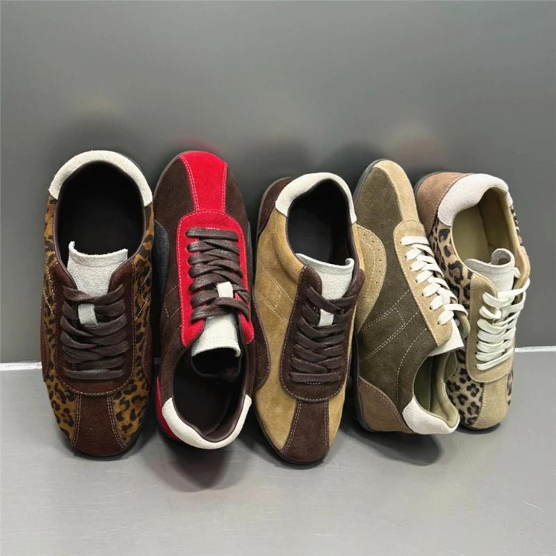 MORAZORA 5 couleurs vache daim cuir femmes baskets à lacets léopard couleur mixte baskets plates pri