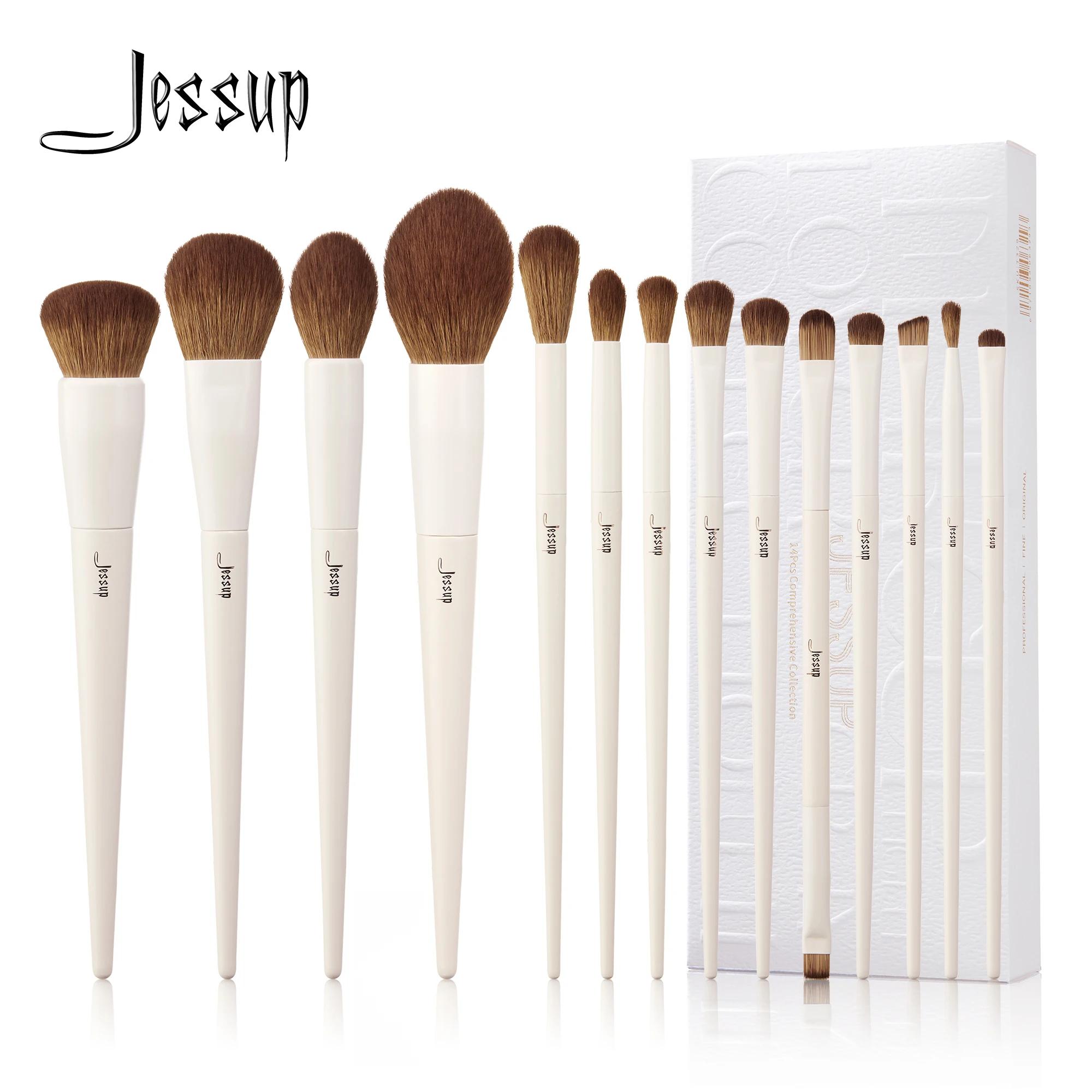 Jessup pinceaux de maquillage 14pc ensemble de pinceaux de maquillage pinceau de fond de teint synth