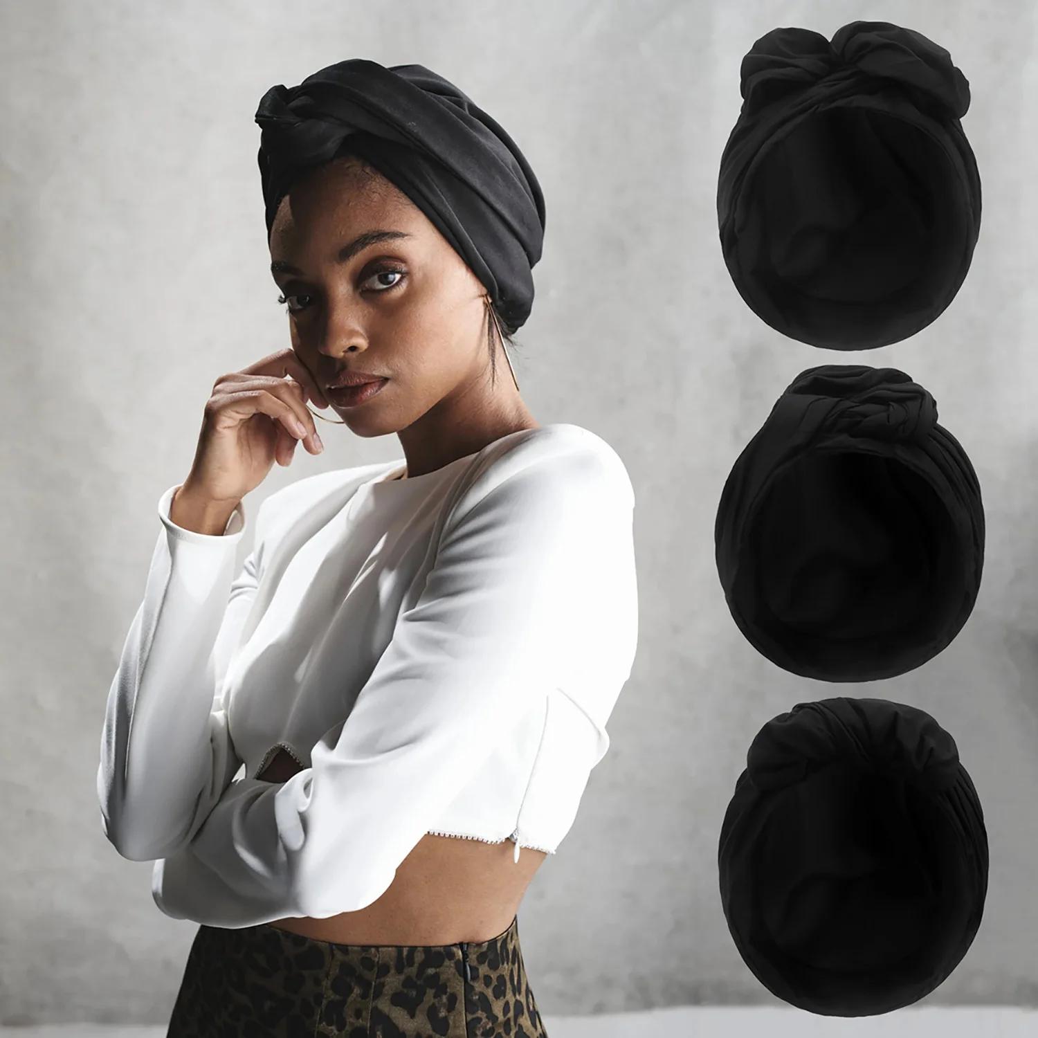 Femme musulman foulard casquette coton bandeau africain bandeau élégant rétro Turban pour dames bonn