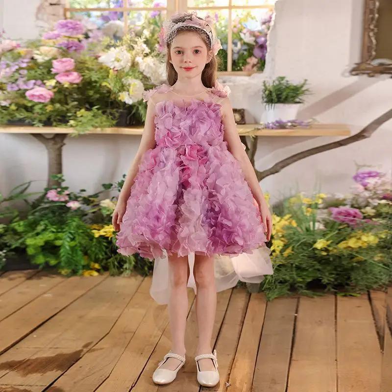 Nouvelle Robe de Cérémonie pour Filles, Robe de Princesse à Fleurs pour Anniversaire, Tenue de Fête 