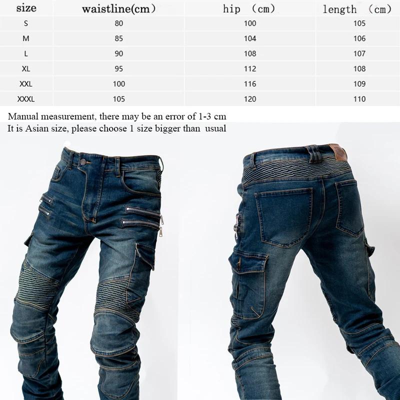 Jeans d'équitation de moto multi-poches pour hommes, pantalons d'équitation avec genouillères, denim