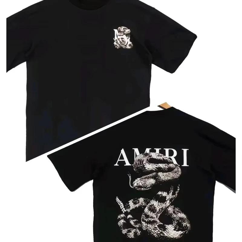 Serpent graphique ample t-shirt léger luxe à la mode à manches courtes unisexe polyvalent tenue déco