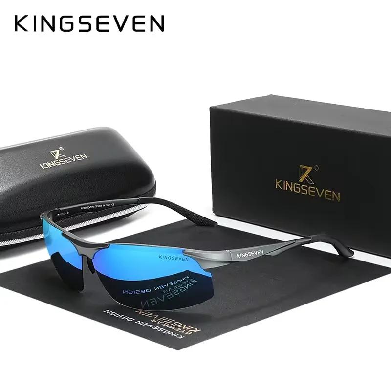 Véritable KINGSEVEN polarisé hommes lunettes de soleil en aluminium conduite miroir lentille mâle lu