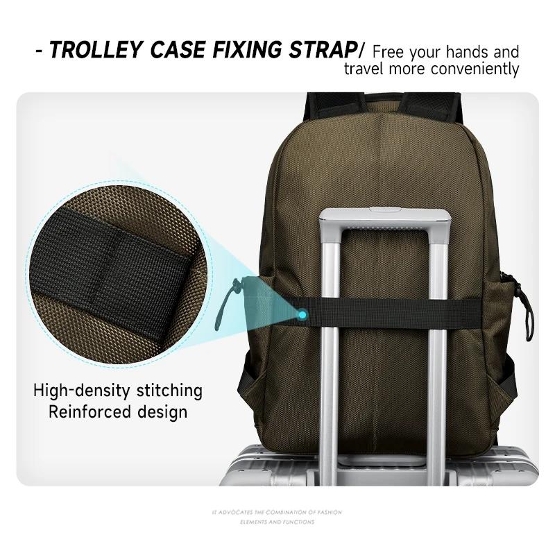 Style Simple étanche grande capacité hommes voyage sac à dos noir marron extérieur sac à dos 16 pouc