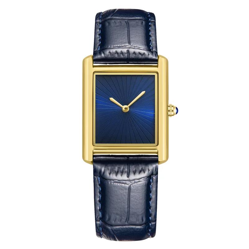 Nouvelle montre carrée classique pour hommes et femmes, design simple à deux aiguilles, bracelet en 