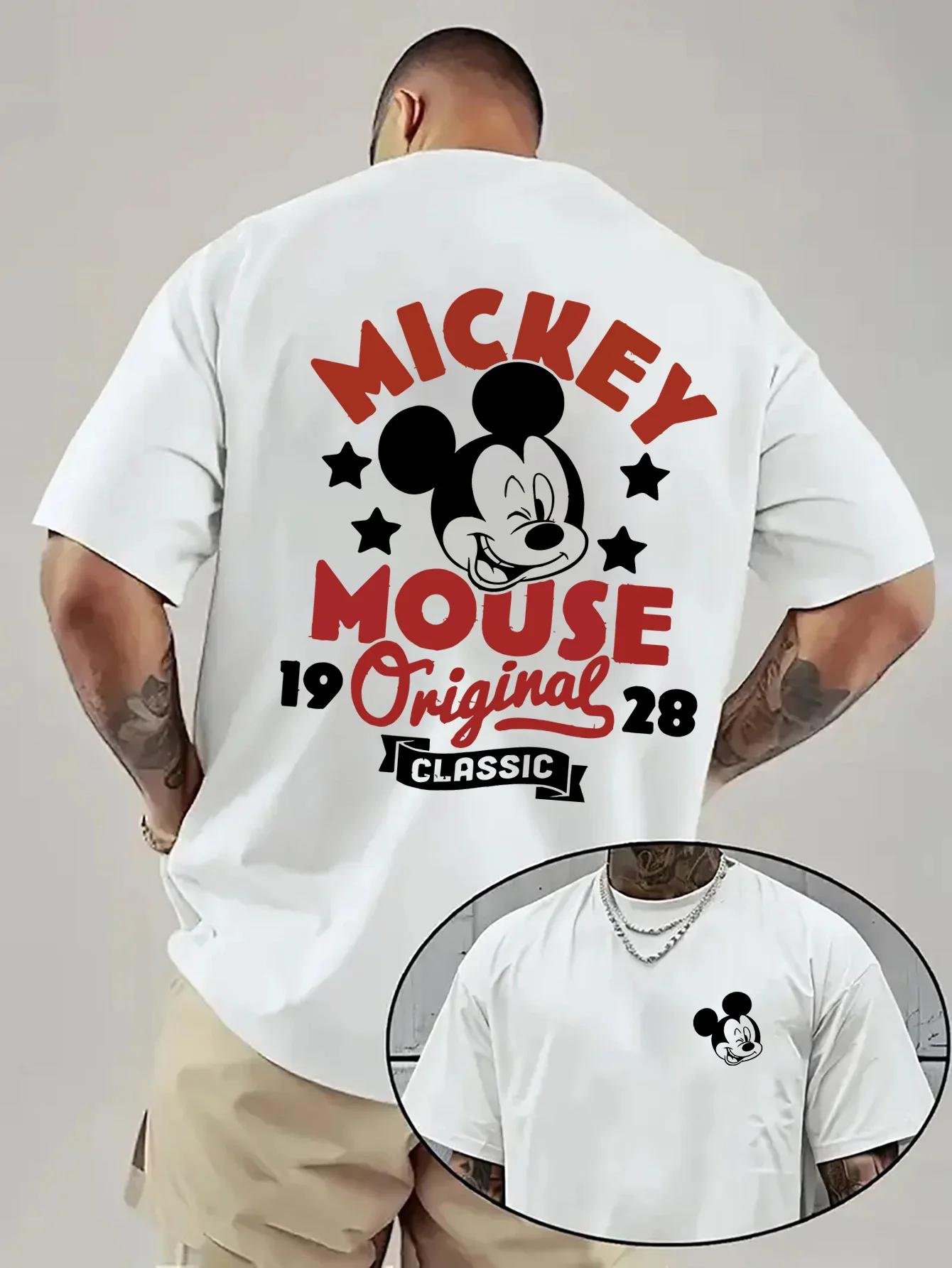 T-shirt imprimé Disney Mickey Mouse pour homme, tendance streetwear décontracté Y2K, manches courtes