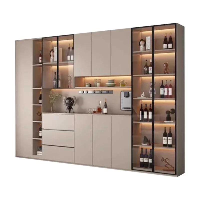 Buffet autoportant avec portes en verre et portes de proximité, grande armoire de cuisine moderne, b