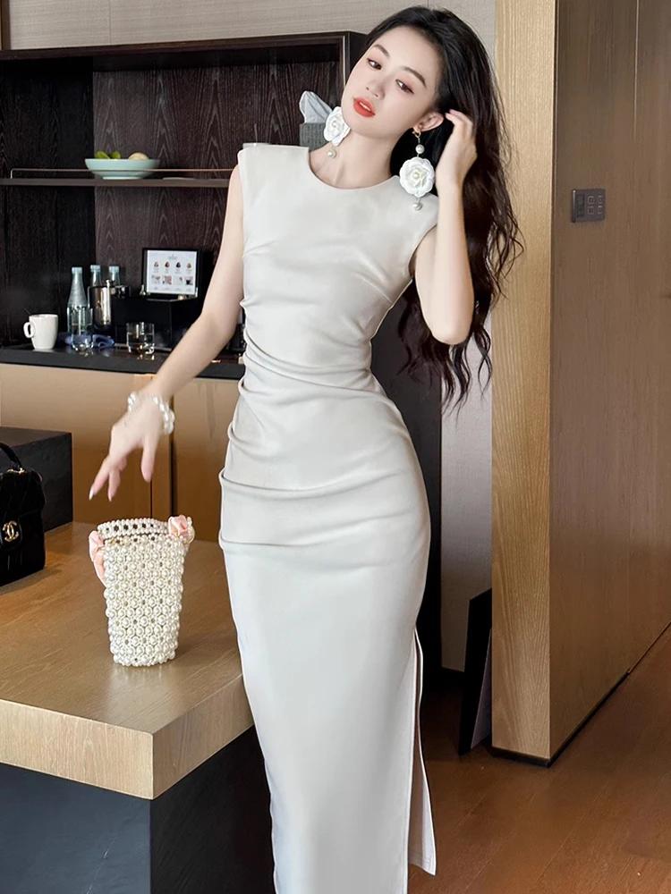 Robe Longue Simple et Élégante à la Mode pour Femme, Tenue Décontractée, Fendue, ix, Rue, Banquet Éd