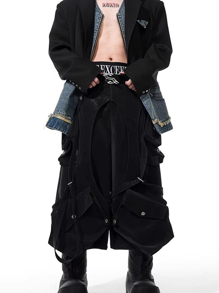 Mauroicardi printemps été Cool noir Cargo Shorts pour hommes taille haute genou longueur pantalon dr
