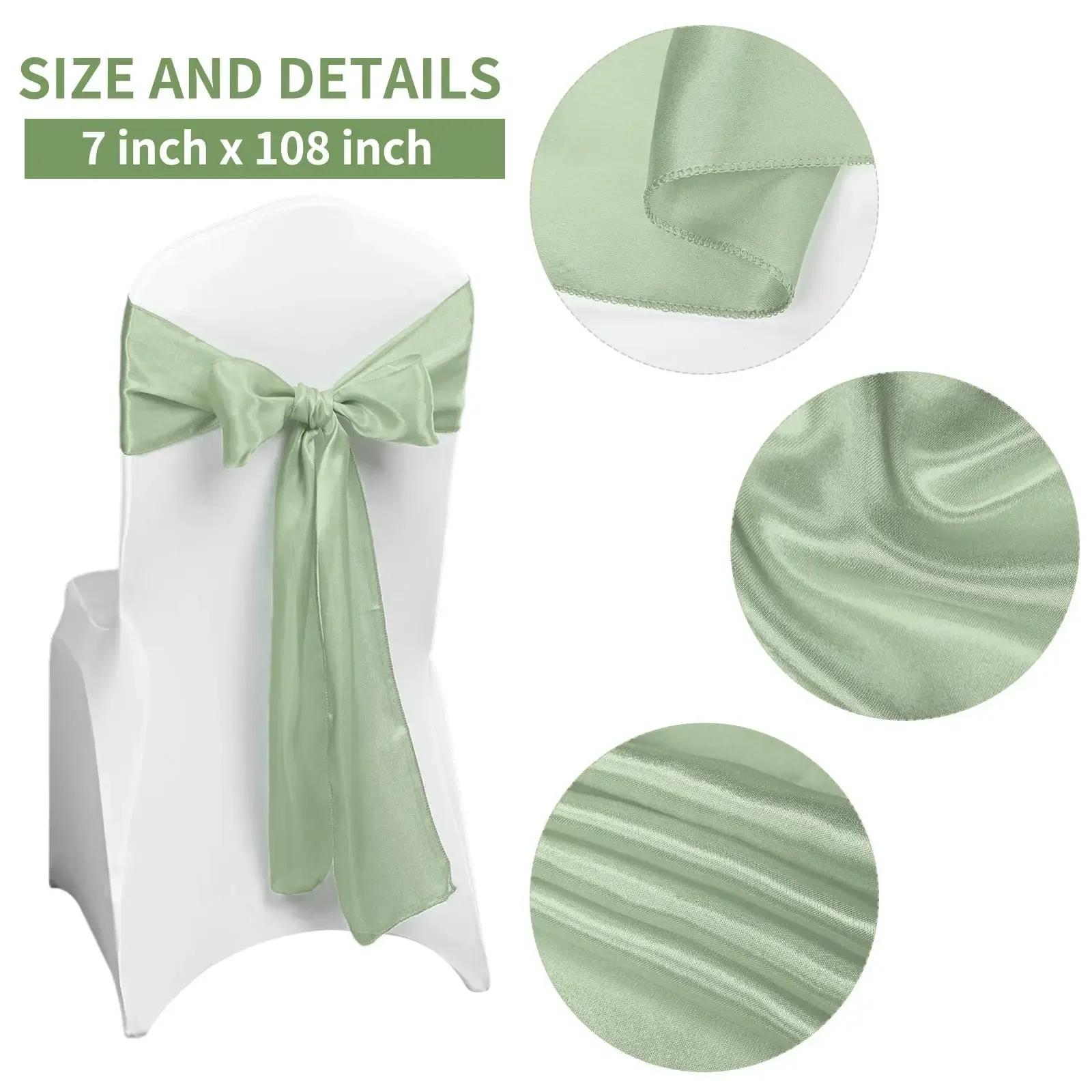 Ceintures à nœud en Satin pour chaise de mariage, 10/50 pièces, attaches en ruban pour fête, événeme