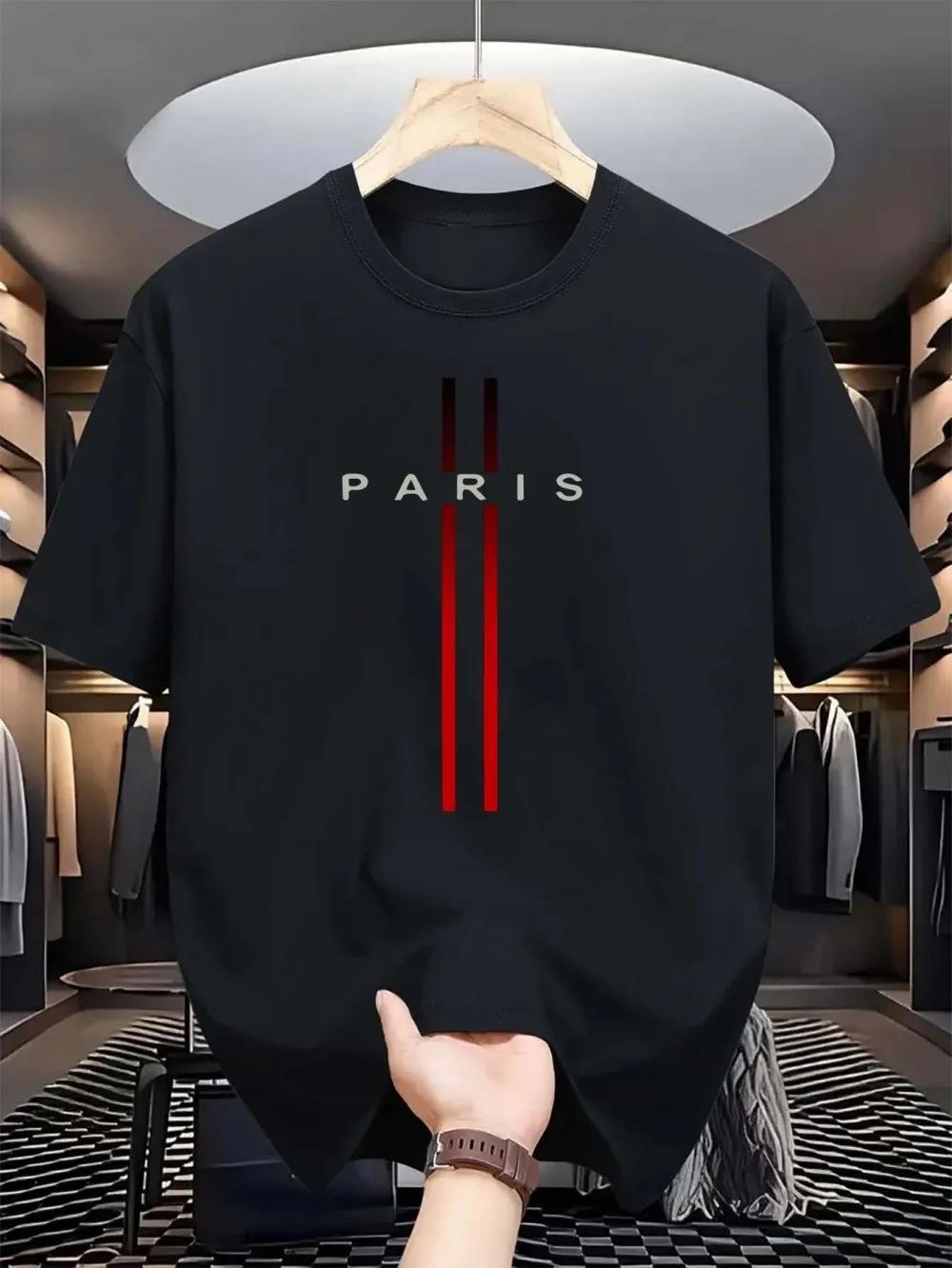 T-shirt col rond pour hommes, nouveau tissu polyester, confortable et respirant, motif imprimé de le