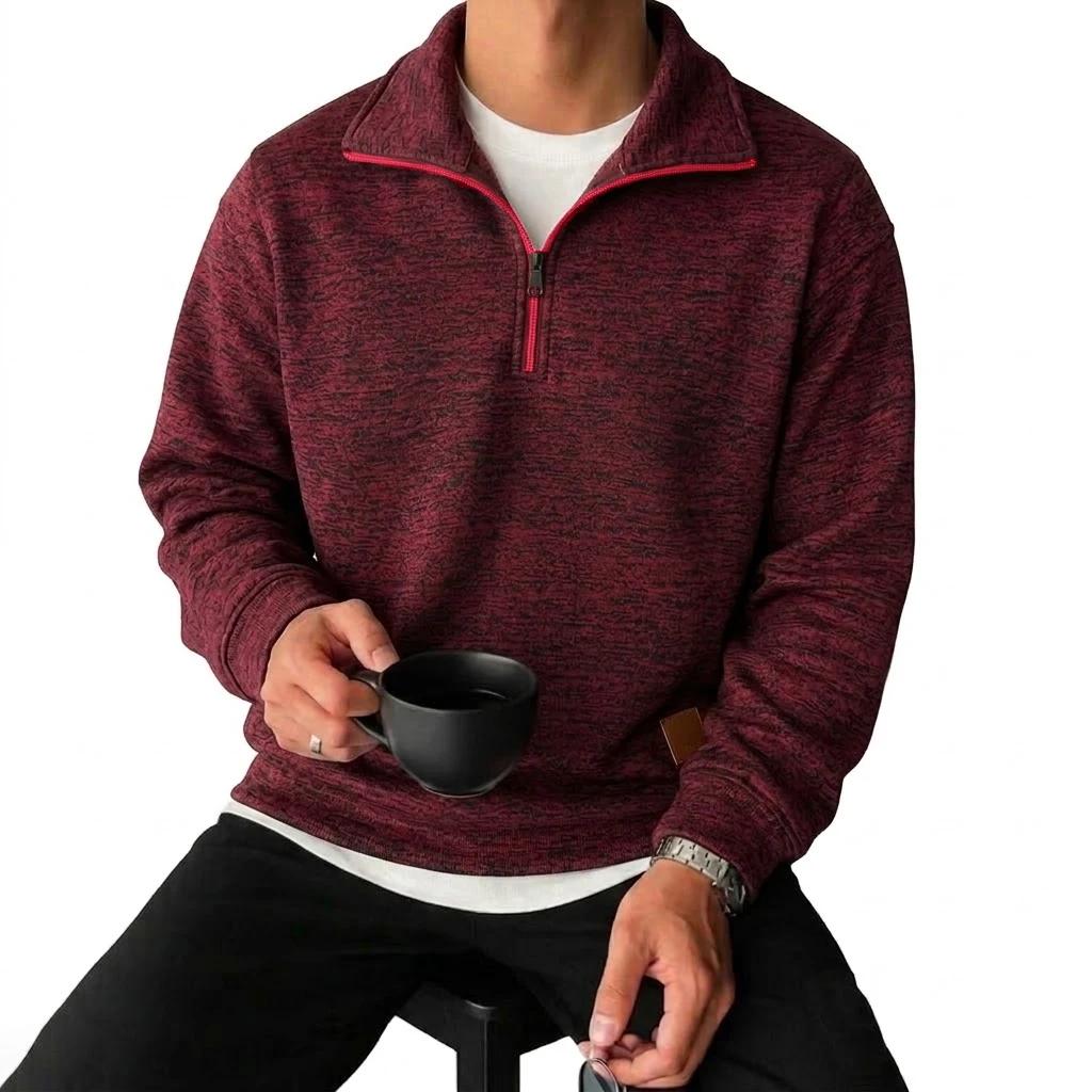 Sweat-shirts à manches longues pour hommes, à demi-zip, unis, de luxe, à capuche zippée, décontracté