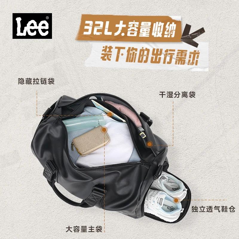 LEE – sac polochon de voyage en cuir imperméable de haute qualité, compartiment à chaussures sec et 