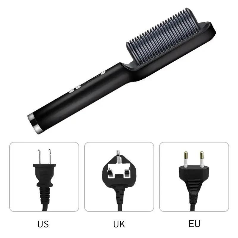 Peigne à lisser 2 en 1, peigne chaud à chauffage rapide, en céramique, à ions négatifs, brosse à lis