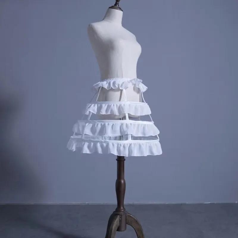 Femmes filles Lolita creux feuille de Lotus dentelle Cage à oiseaux os de poisson jupe Cosplay robe 