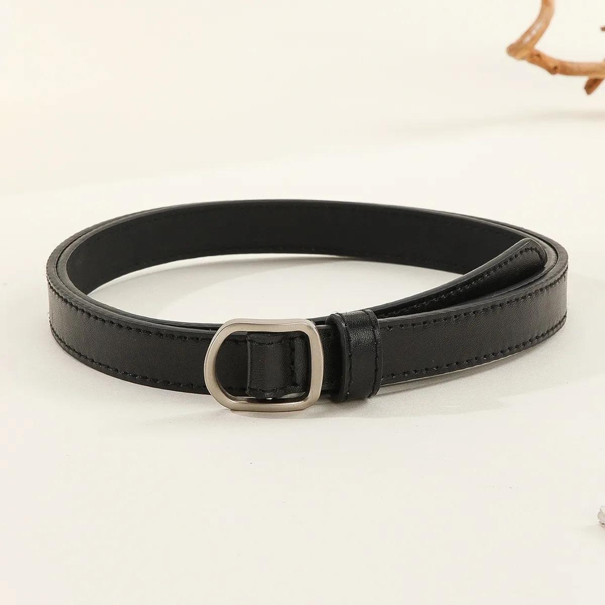 Ceinture paresseuse décontractée Simple perforée pour femmes, associée à des jeans, ceinture en cuir