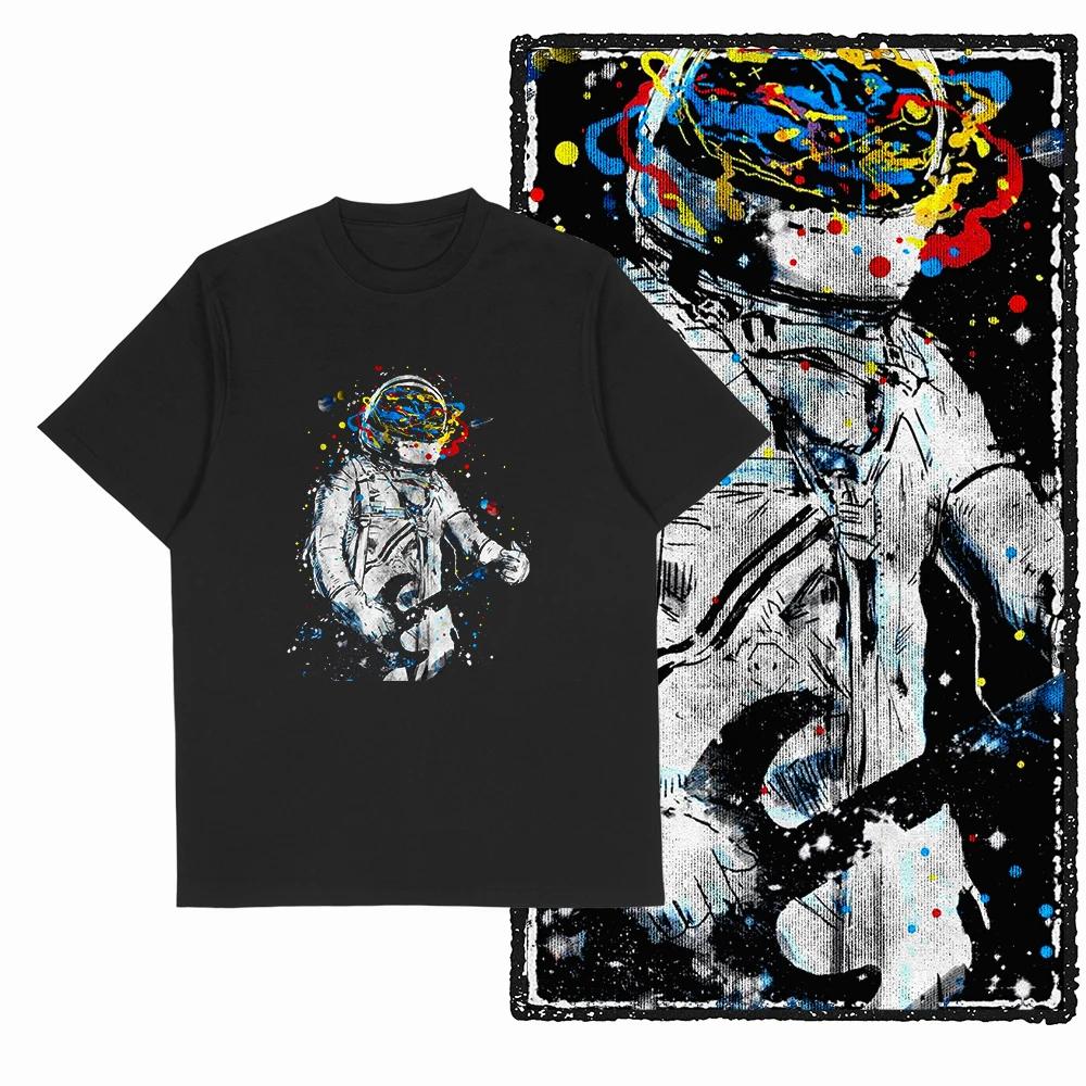 Coolmind SA 100% coton Spaceman astronaute graphique t-shirt pour hommes Cool lune imprimer grande t