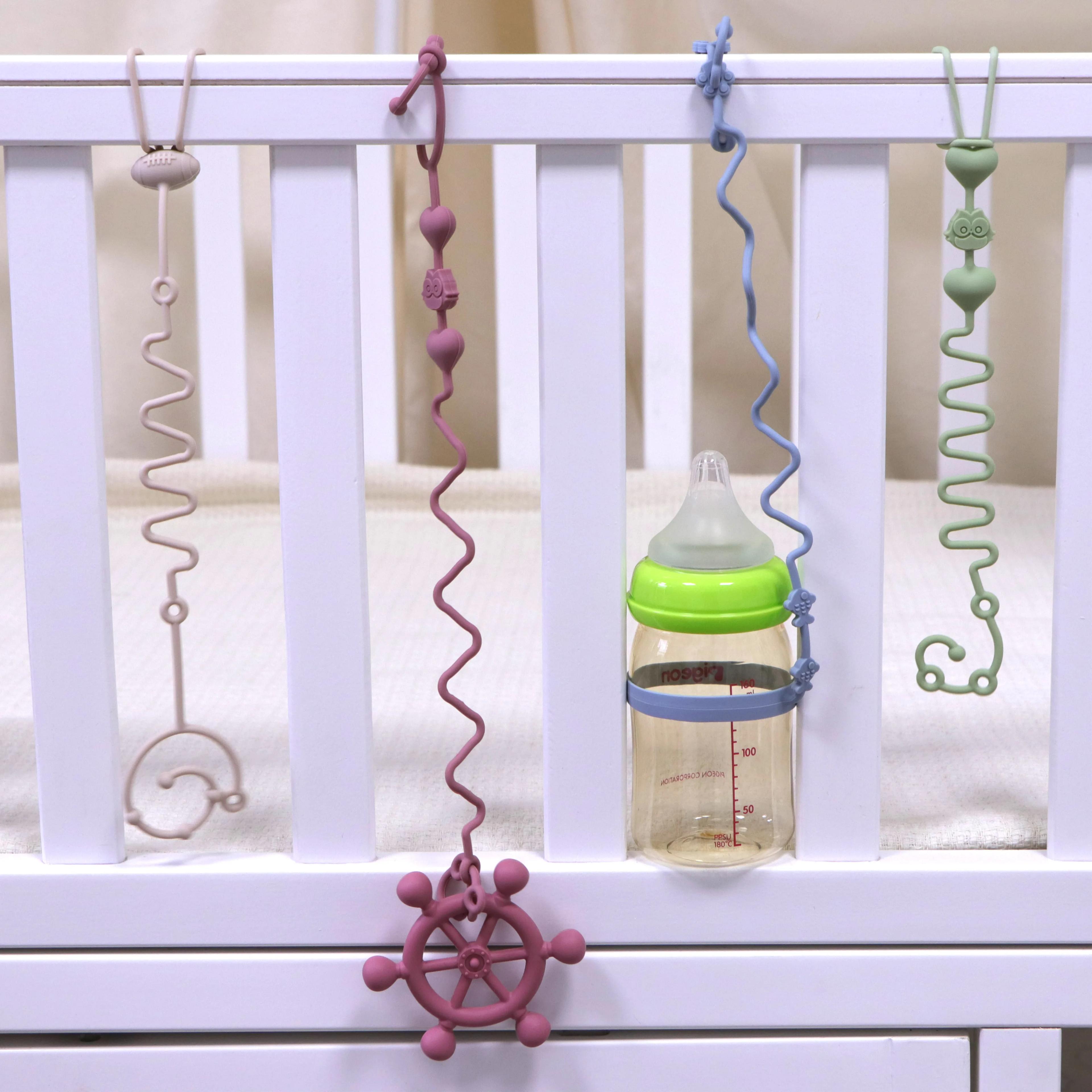 Chaîne de sucette réglable en Silicone, jouets de dentition, adaptés à une chaise haute, au berceau,