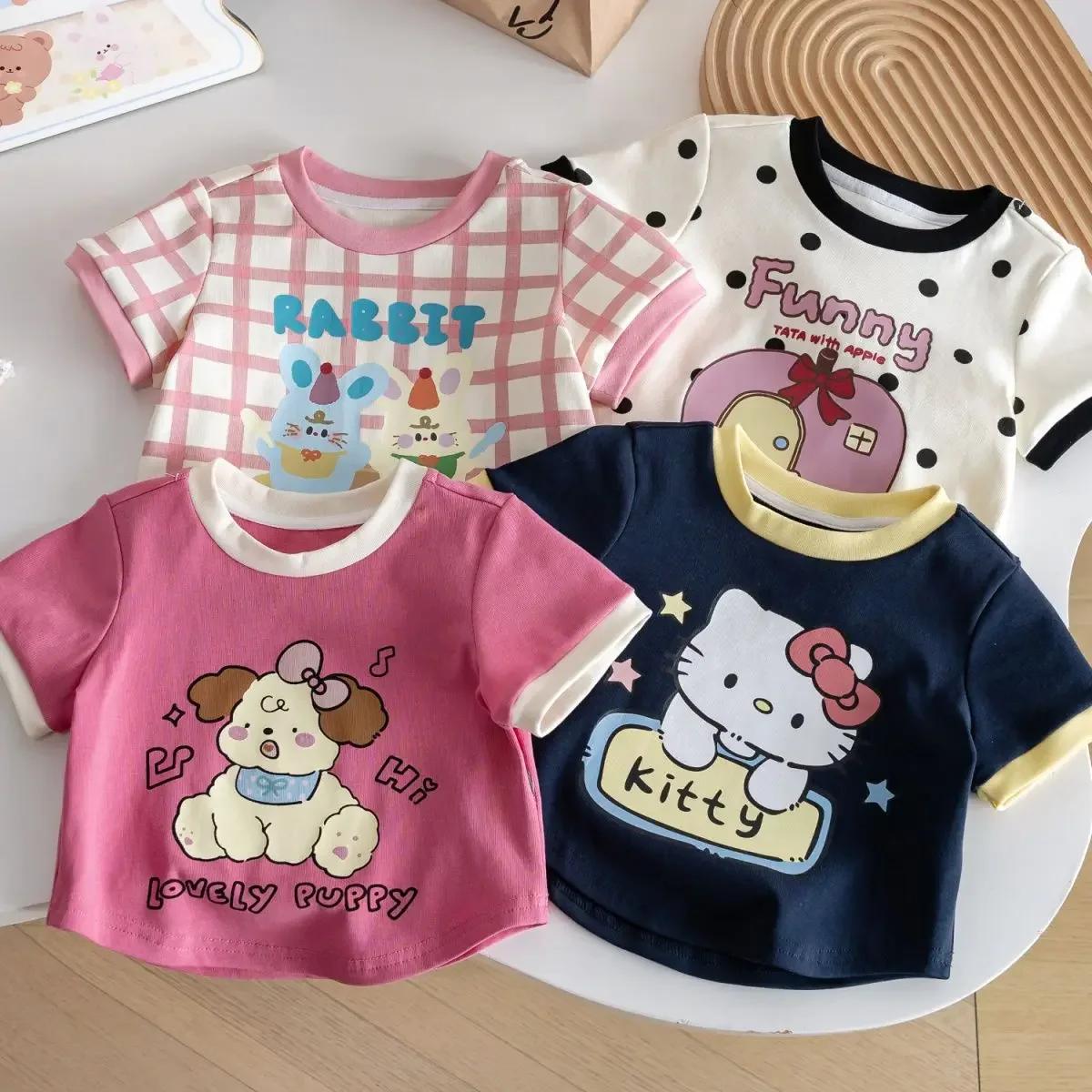 Vêtements d'été 2026 pour enfants : T-shirts, hauts à manches courtes, motifs de dessins animés pour