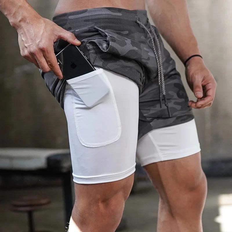 Short de course camouflage pour hommes, Short de sport 2 en 1, séchage rapide, entraînement, Fitness