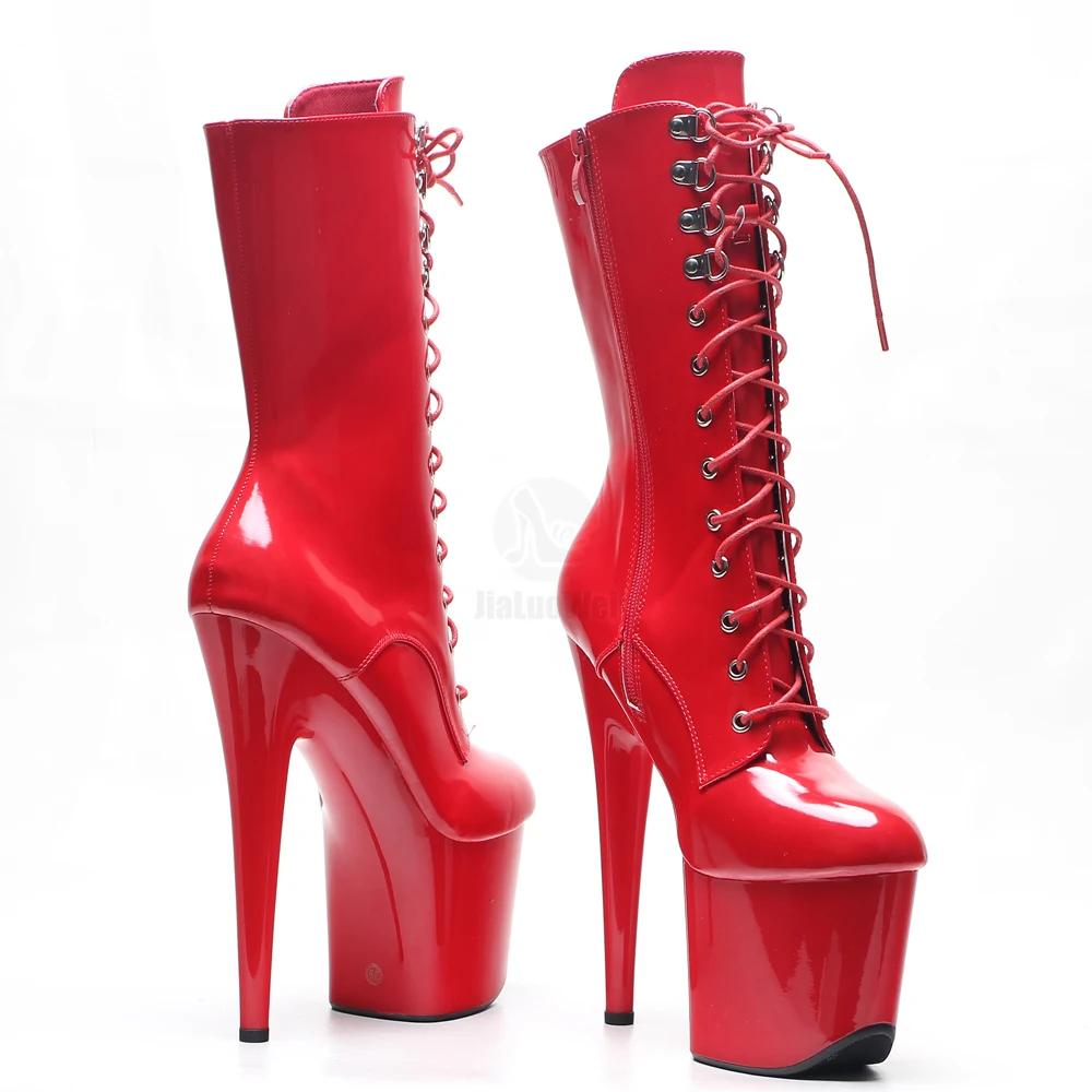 Bottines à plateforme à lacets et talons aiguilles de 7 pouces pour femmes adultes, bottes de pole d