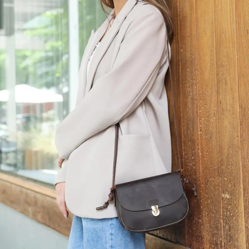 Sac à main pour femme en cuir Crazy Horse Johnature 2026 Nouveau sac bandoulière petit sac rétro en 